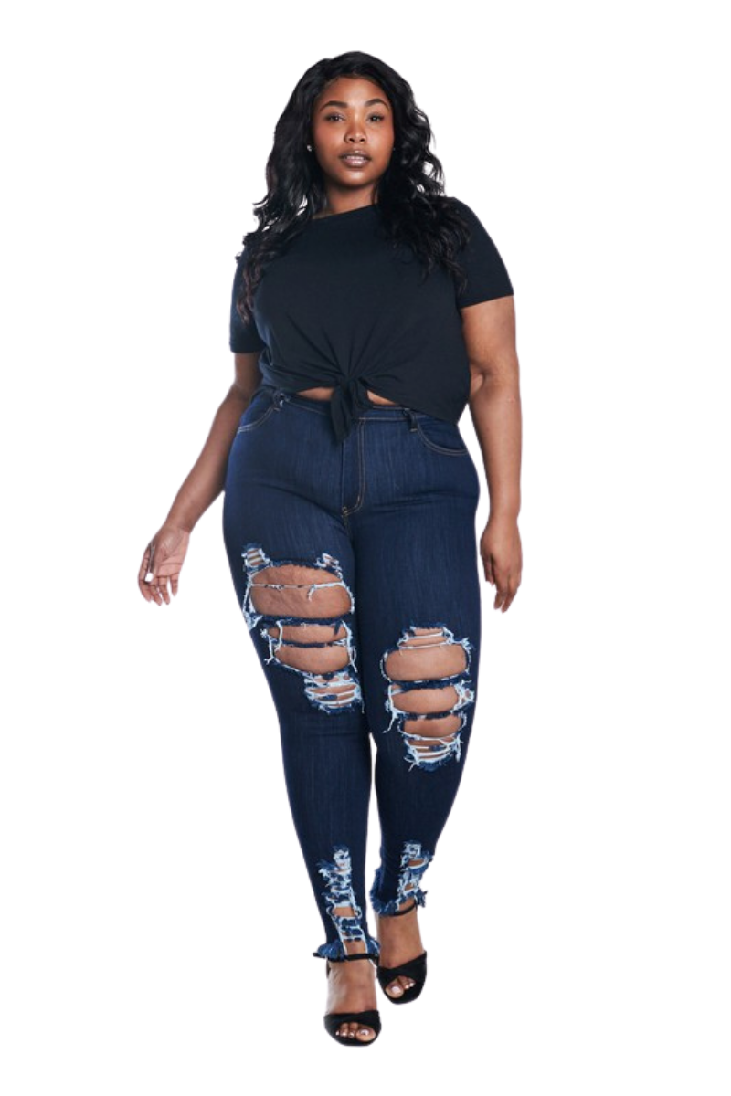 Destructed Diva Plus Size Skinny Jean