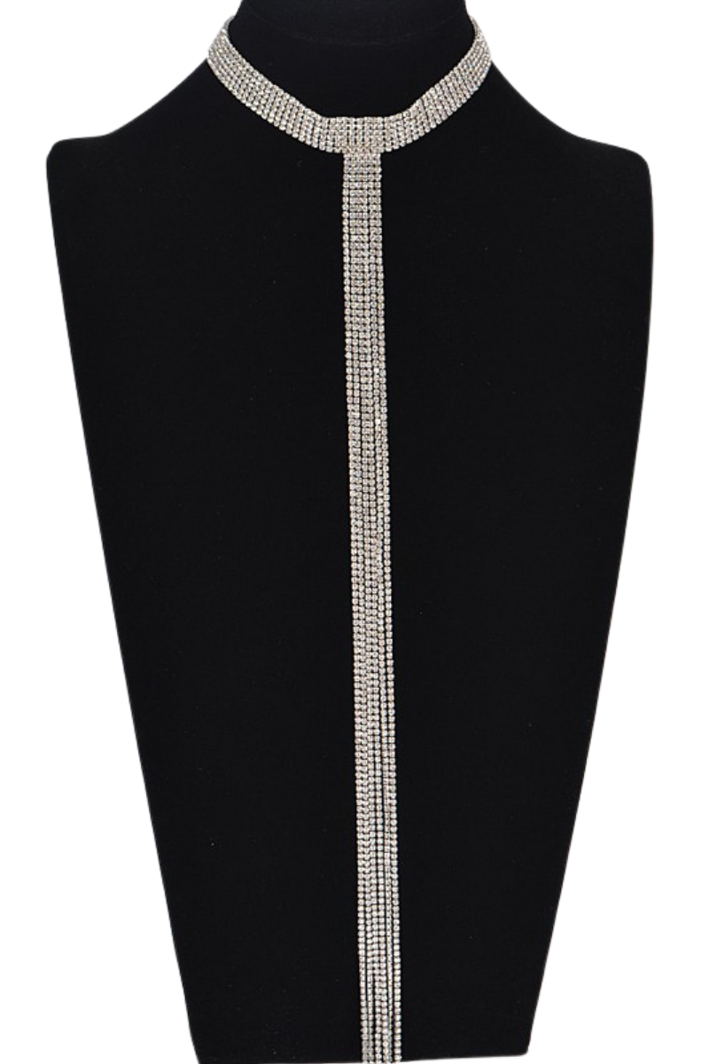 Fall In Line Rhinestone Choker Necklace