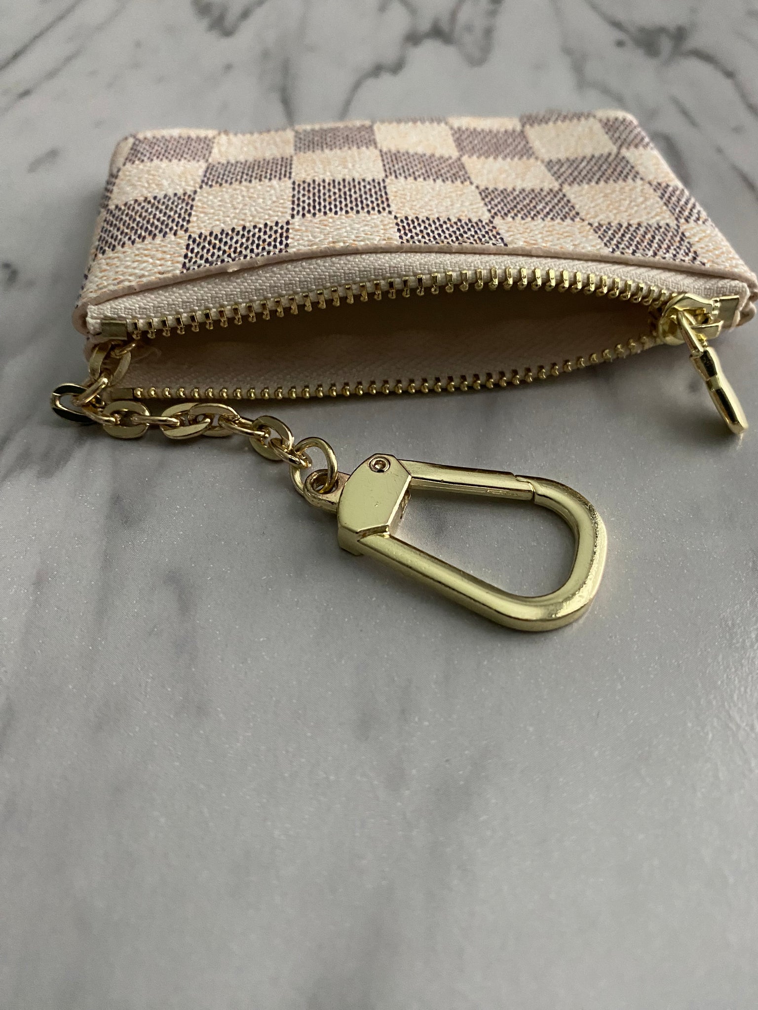 Checkered Coin Purse/Key Pouch